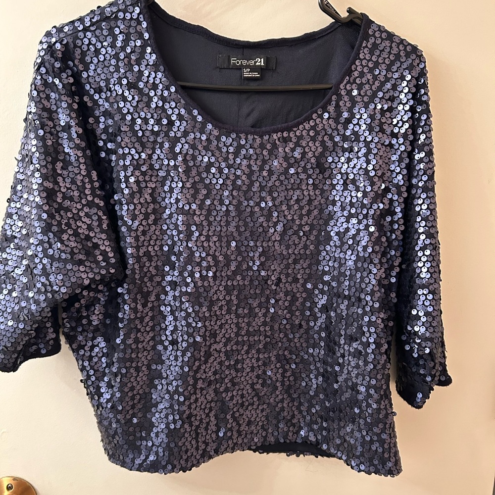 Blue Sequins Top